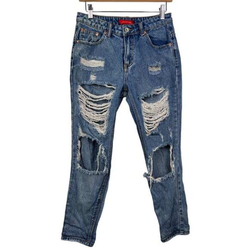 Signature8 High Rise Women's Jeans Distressed Destroyed Denim Size Small